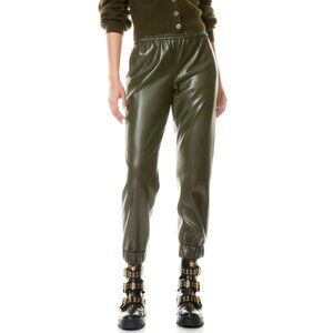 ALICE + OLIVIA Women's Pete Vegan Leather Jogger Size S In Olive